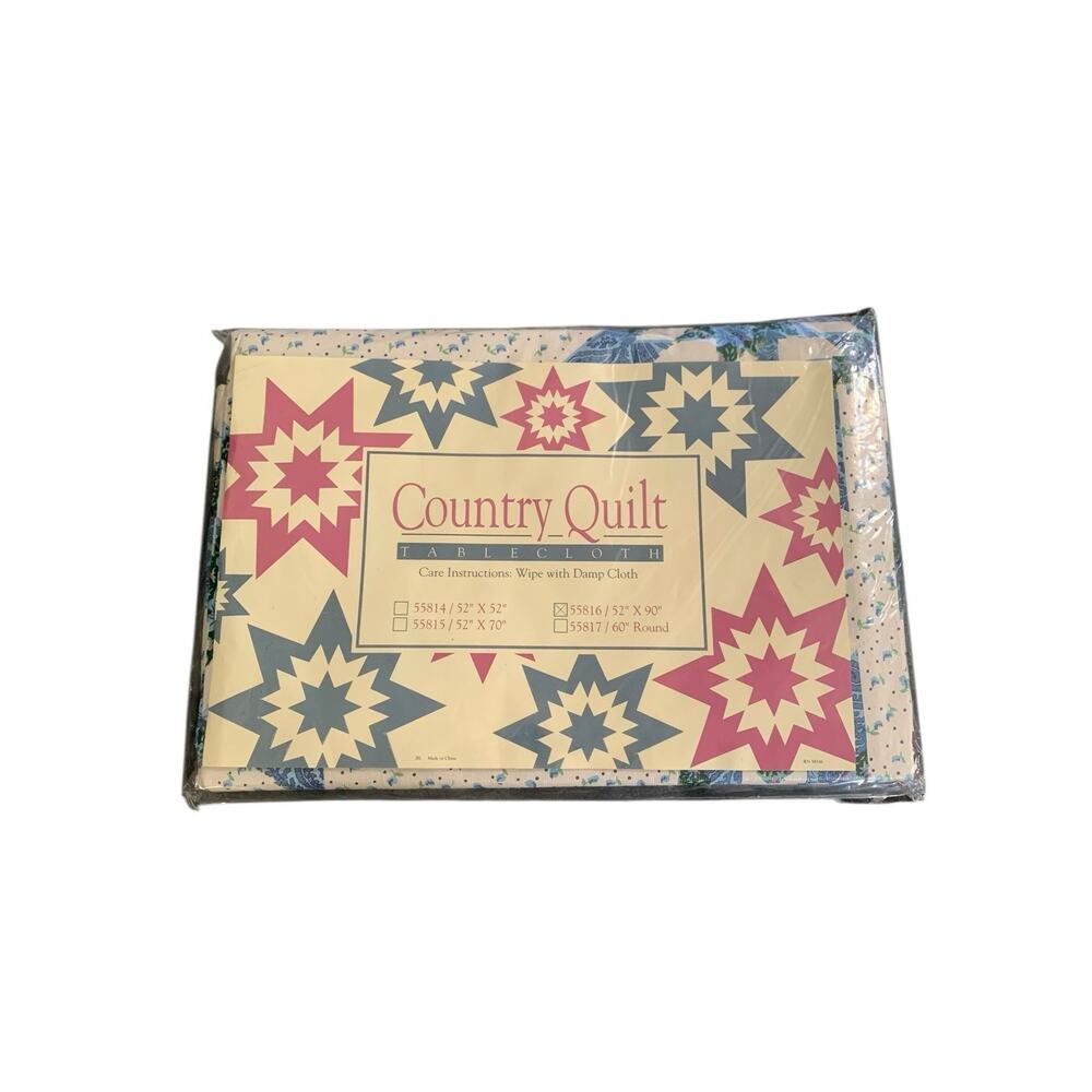 Country Quilt Tablecloth Star Pattern 52” X‎ 90” New Rare Vintage READ